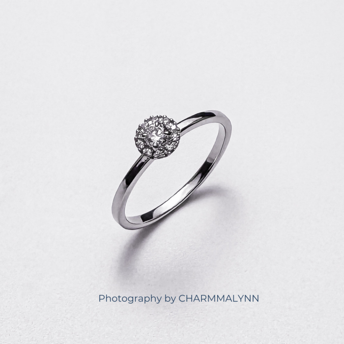 9K White Gold A Classic Halo Diamond Ring
