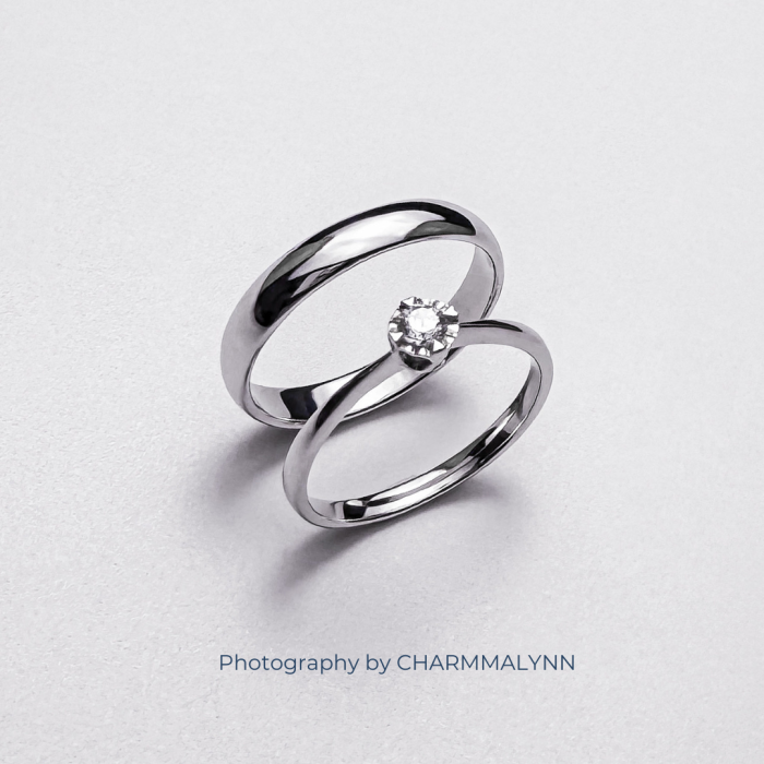 9K White Gold Epinephrine Couple Ring