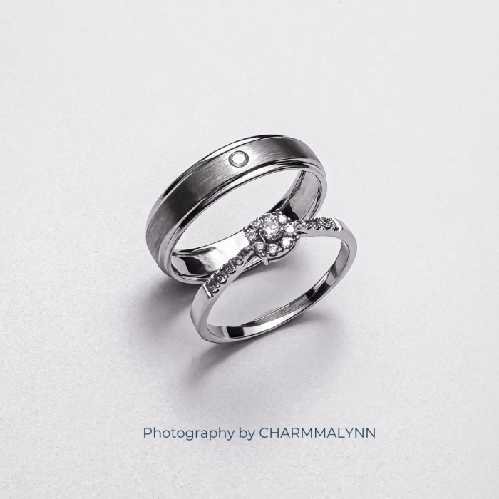 9K White Gold Dopamine Couple Ring