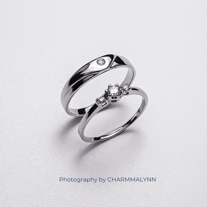 9K White Gold Somatostatin Couple Ring
