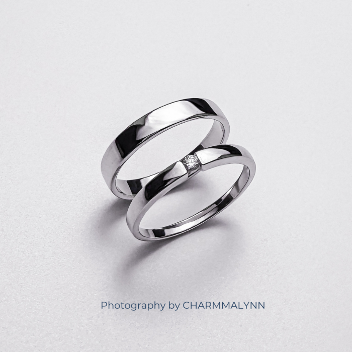 9K White Gold Androgens Couple Ring