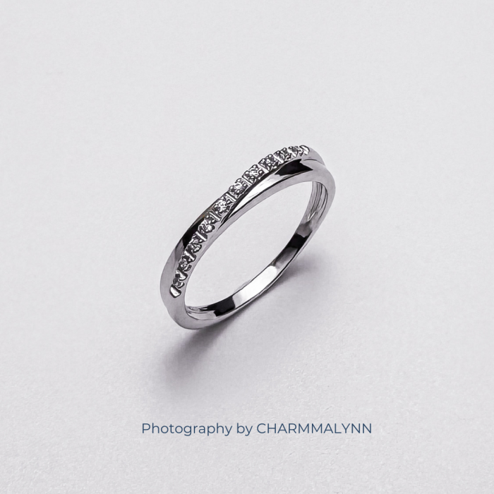 9K White Gold Classic Crossover Half Eternity Diamond Ring