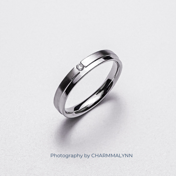 9K White Gold Dual Layer Mens Diamond Ring